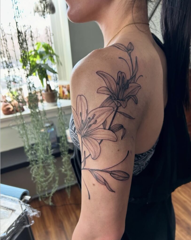 lillies wrapping around upper arm